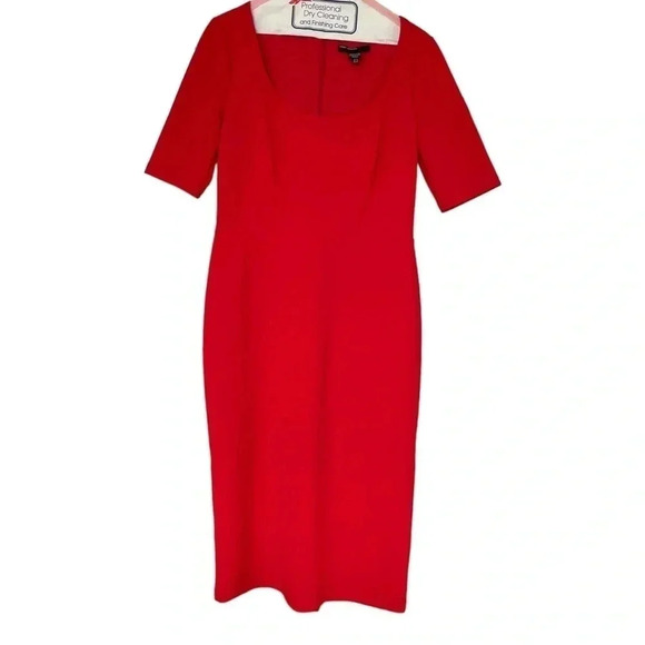 Maggy London Red Scoop Neck Sheath Dress NWOT Holiday Red - Picture 2 of 10